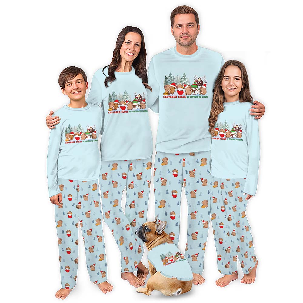 Cutest Family Christmas Pajamas With Capybara Claus Cutest Family Christmas Pajamas With Capybara Claus