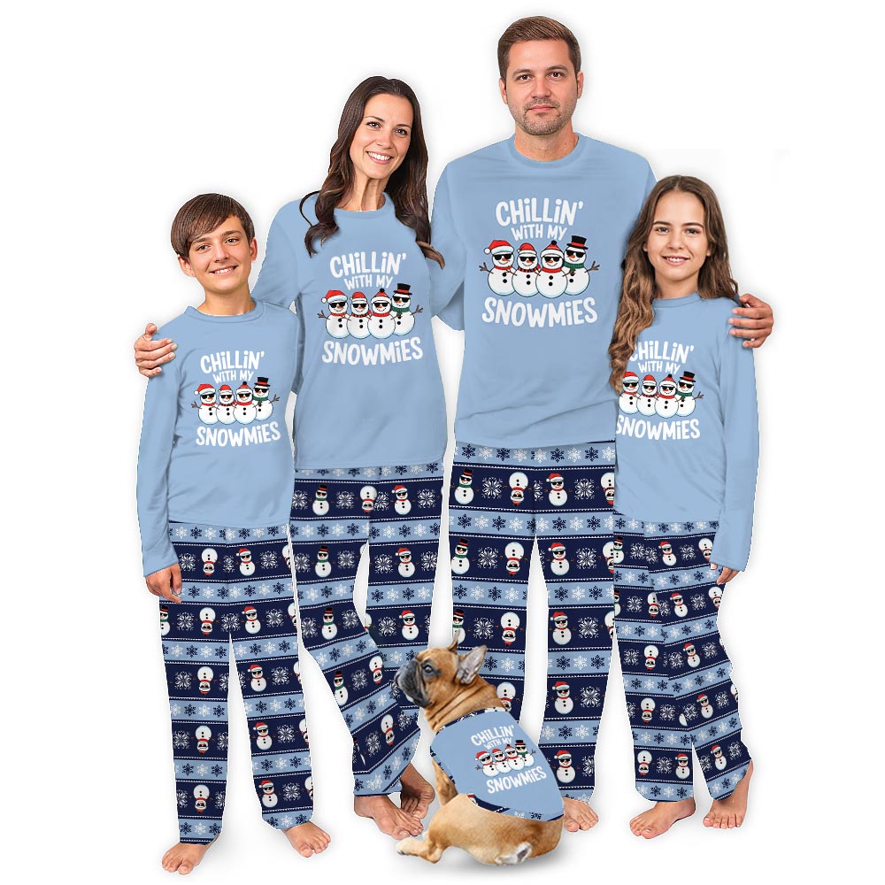 Blue Chilling With My Snowmies Family Christmas Jammies Blue Chilling With My Snowmies Family Christmas Jammies