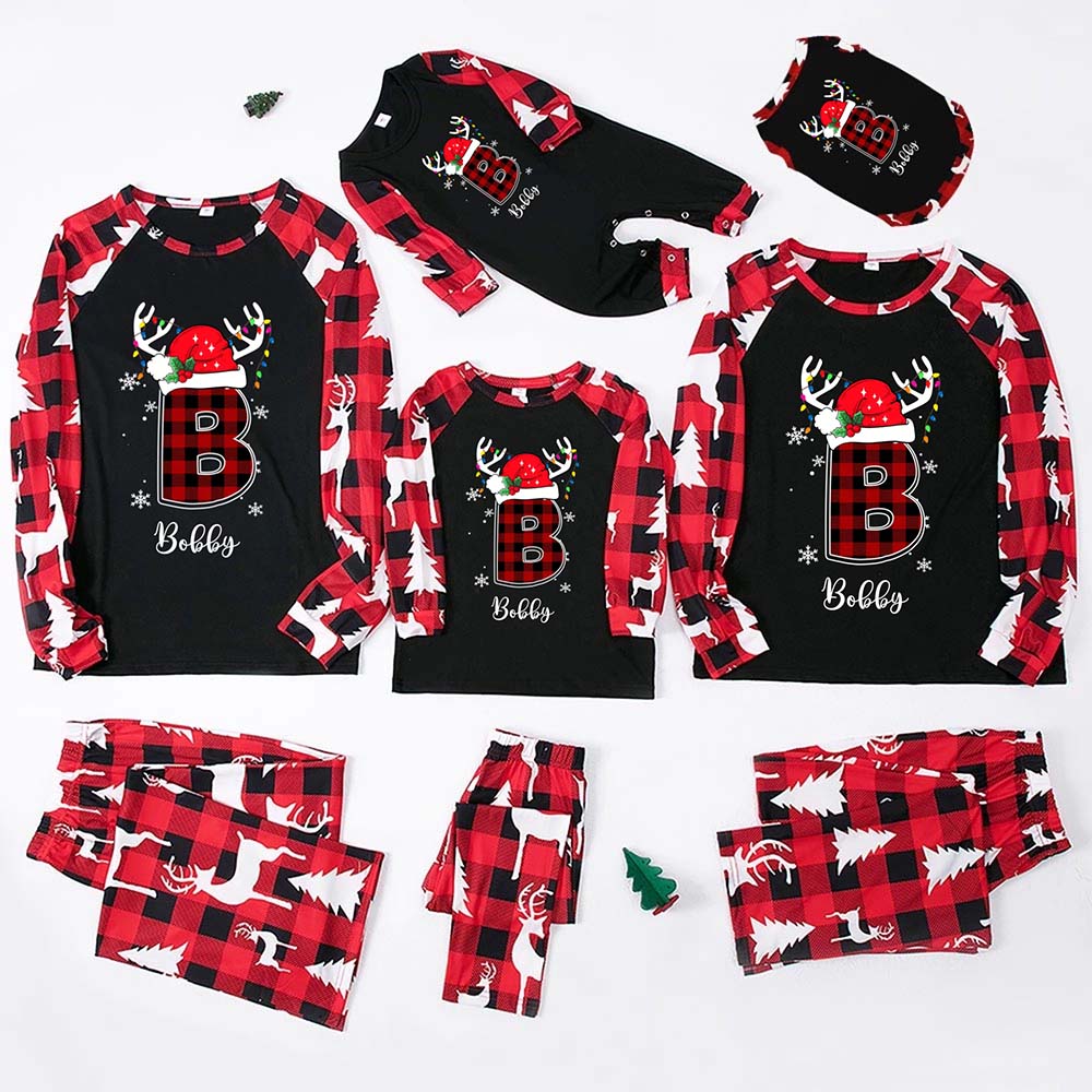 Custom Red Initials Coordinating Family Christmas Pajamas With Live Preview Custom Red Initials Coordinating Family Christmas Pajamas With Live Preview