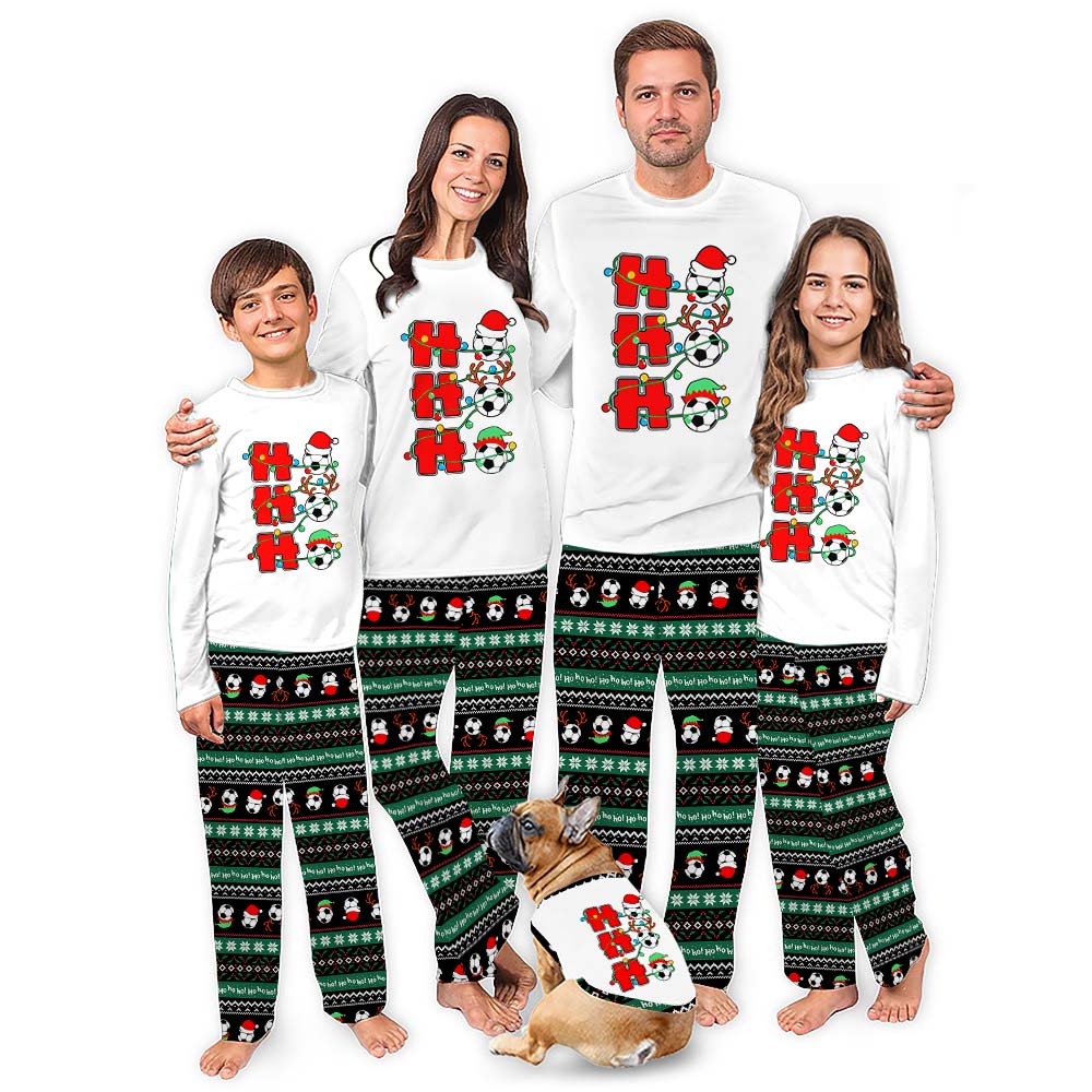 Matching Soccer Christmas Pajamas Saying Ho Ho Ho Matching Soccer Christmas Pajamas Saying Ho Ho Ho