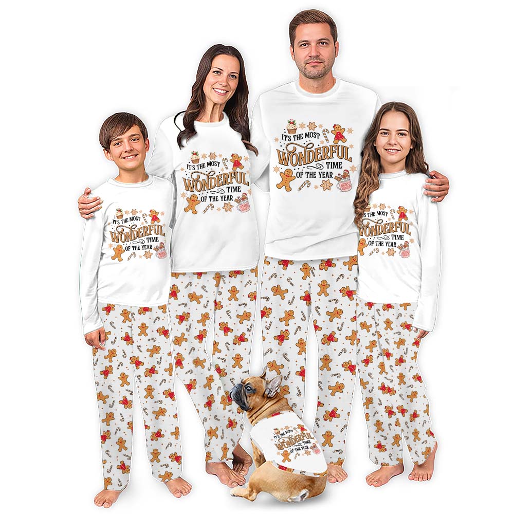 Gingerbread Cute Christmas Family Pajamas Saying Most Wonderful Time Of The Year Gingerbread Cute Christmas Family Pajamas Saying Most Wonderful Time Of The Year