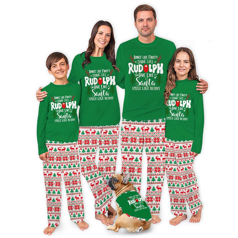 Dance Like Frosty Shine like Rudolph Pajamas Matching Christmas