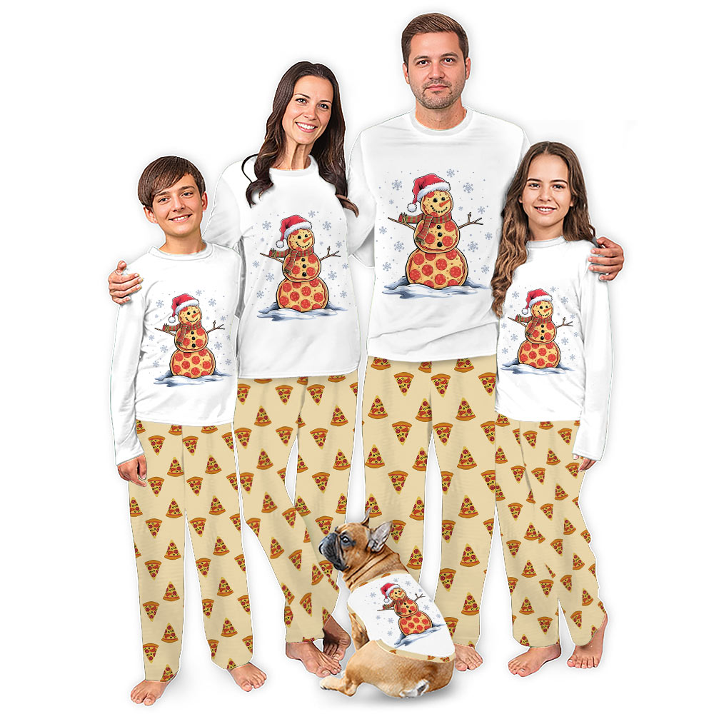 Cutest Pizza Snowman Matching Family Christmas Pajamas With Dog Cutest Pizza Snowman Matching Family Christmas Pajamas With Dog
