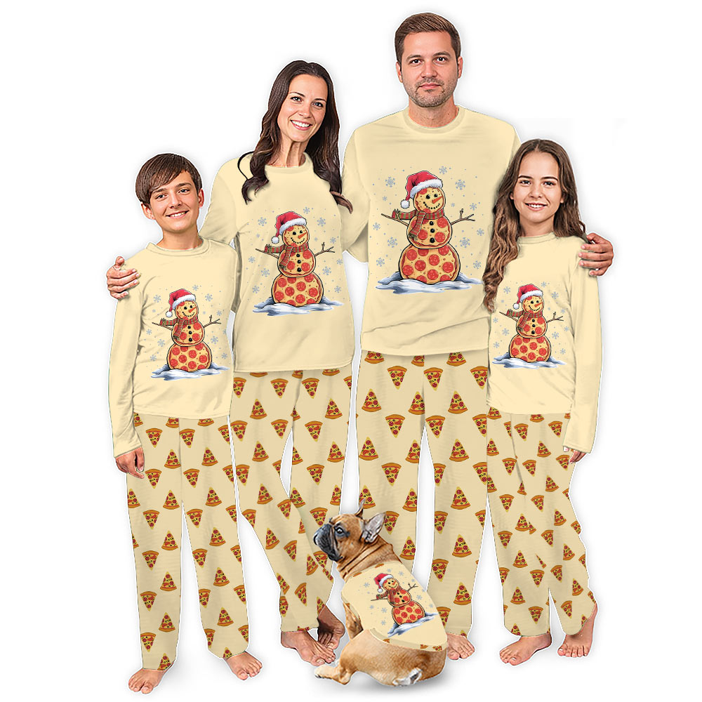 Cutest Pizza Snowman Matching Family Christmas Pajamas With Dog Cutest Pizza Snowman Matching Family Christmas Pajamas With Dog