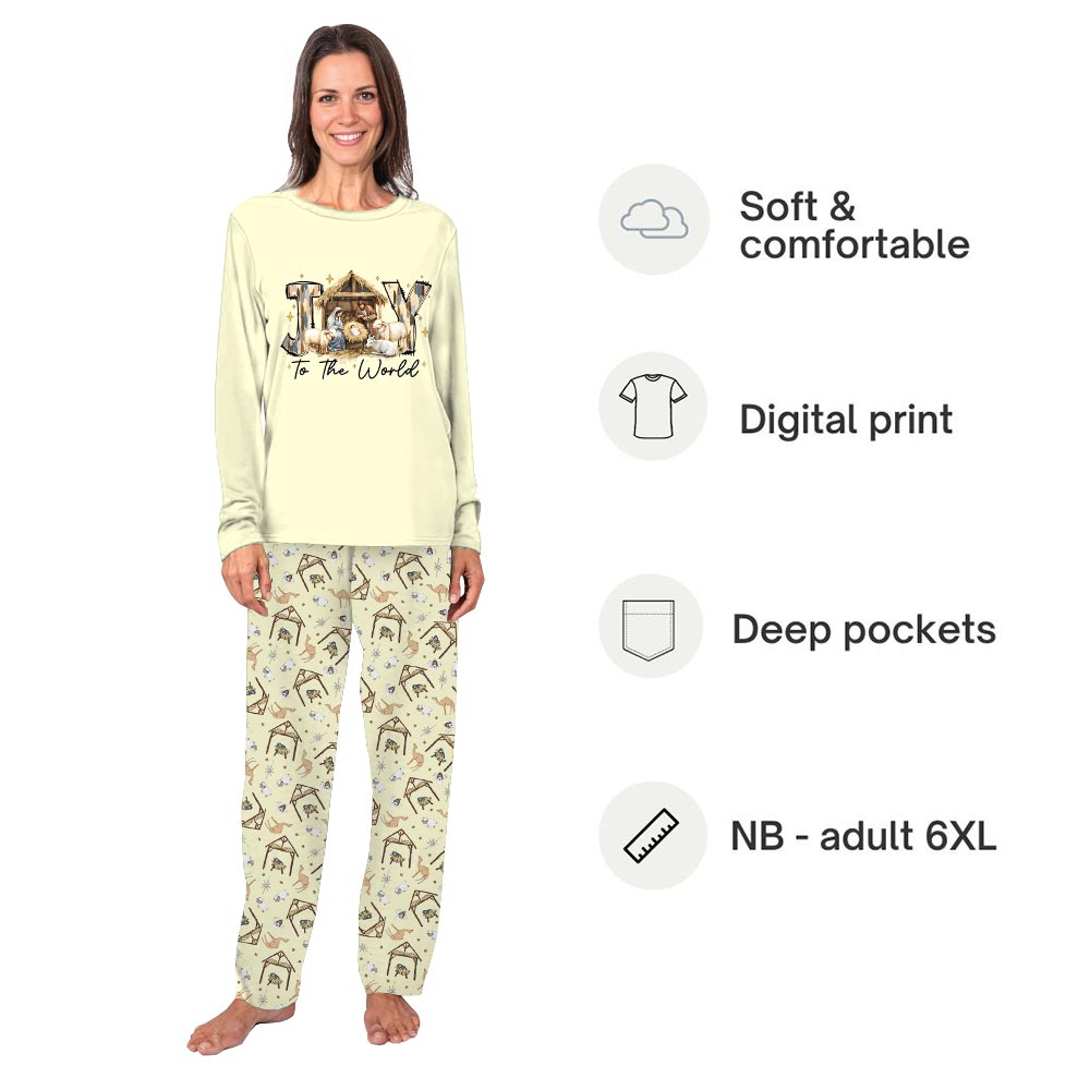 Nativity Joy To The World Christmas Matching Xmas Pajamas Nativity Joy To The World Christmas Matching Xmas Pajamas