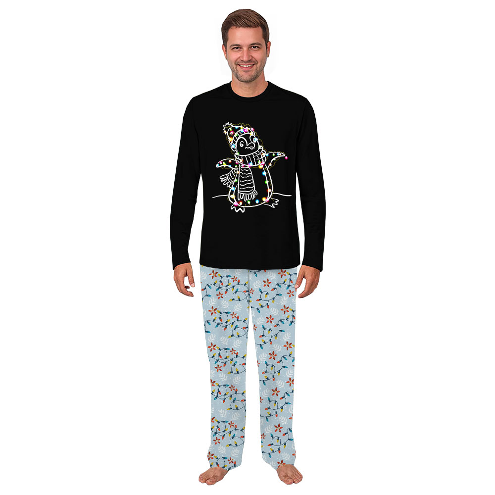Penguin Santa Lights Christmas Matching Family Pajamas Penguin Santa Lights Christmas Matching Family Pajamas