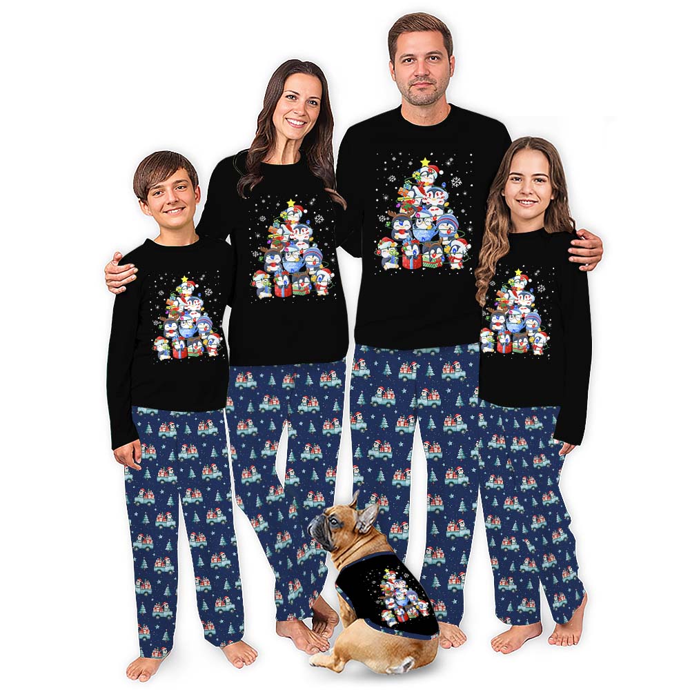 Cute Penguin Christmas Pajamas For Family With Pockets Cute Penguin Christmas Pajamas For Family With Pockets