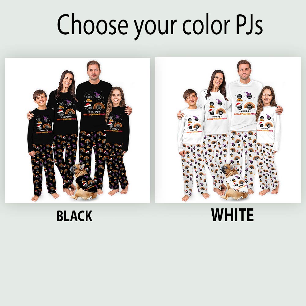 Custom Logo Hallothanksmas Matching Family Christmas Pajamas Custom Logo Hallothanksmas Matching Family Christmas Pajamas