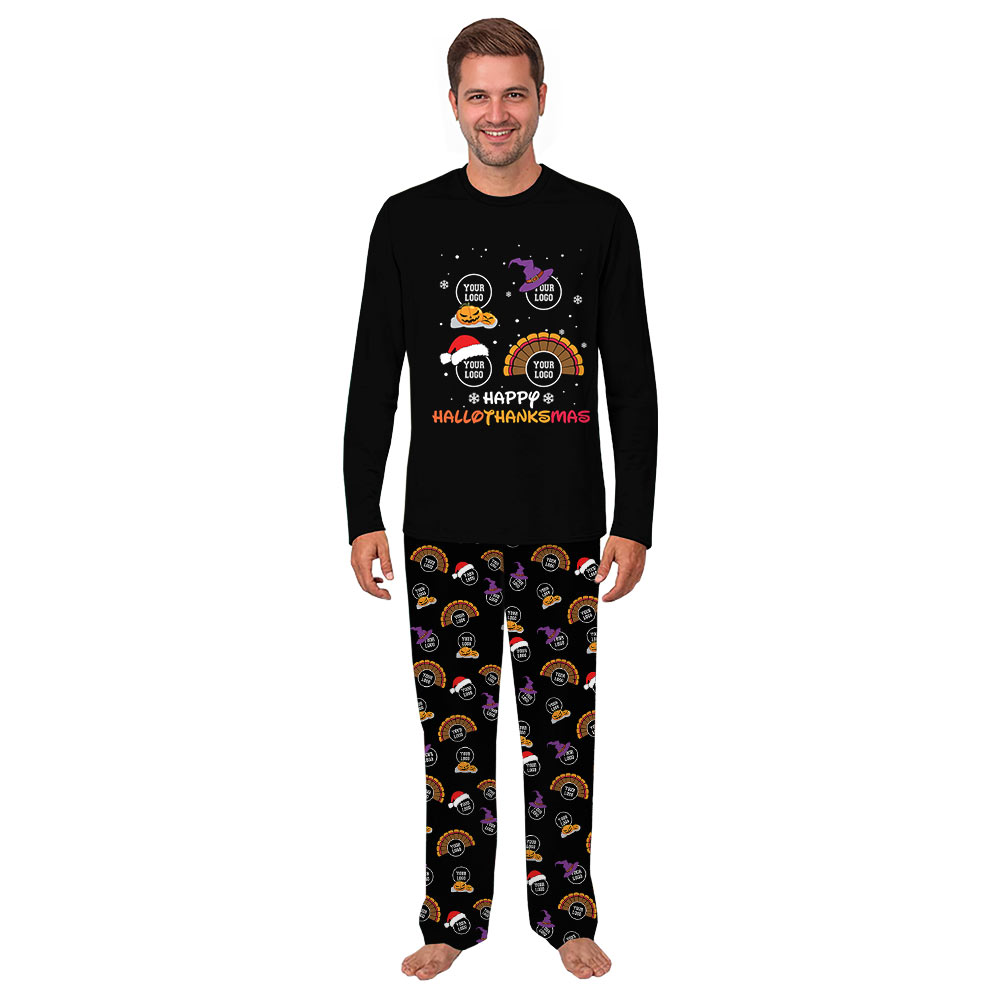 Custom Logo Hallothanksmas Matching Family Christmas Pajamas Custom Logo Hallothanksmas Matching Family Christmas Pajamas