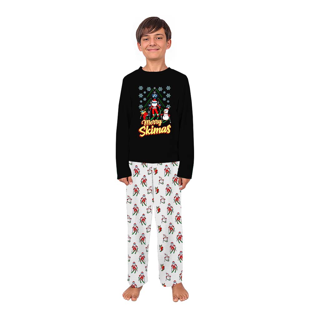 Funny Christmas Pajamas For Adults And Kids With Skiing Santa Funny Christmas Pajamas For Adults And Kids With Skiing Santa