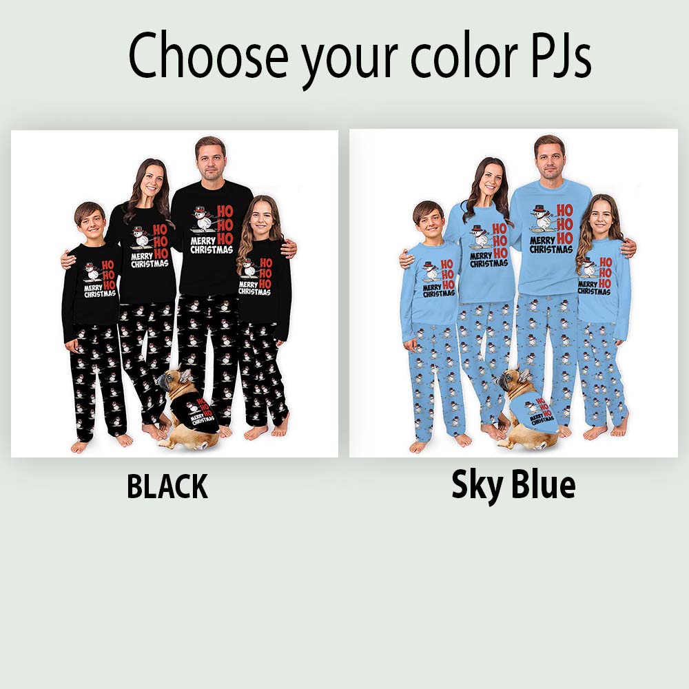 Skiing Snowman Family Christmas Pajamas For Adults All Sizes