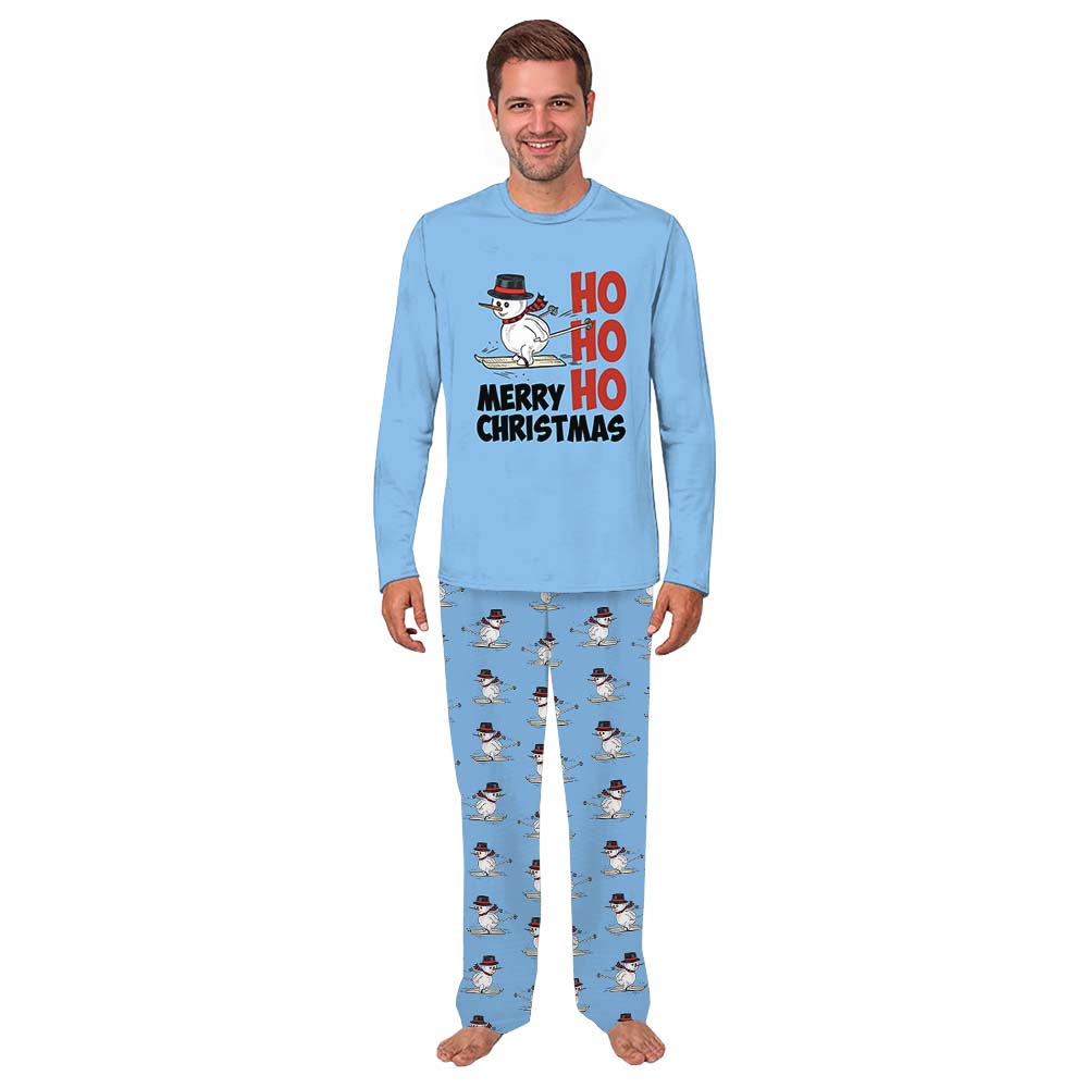 Skiing Snowman Family Christmas Pajamas For Adults All Sizes
