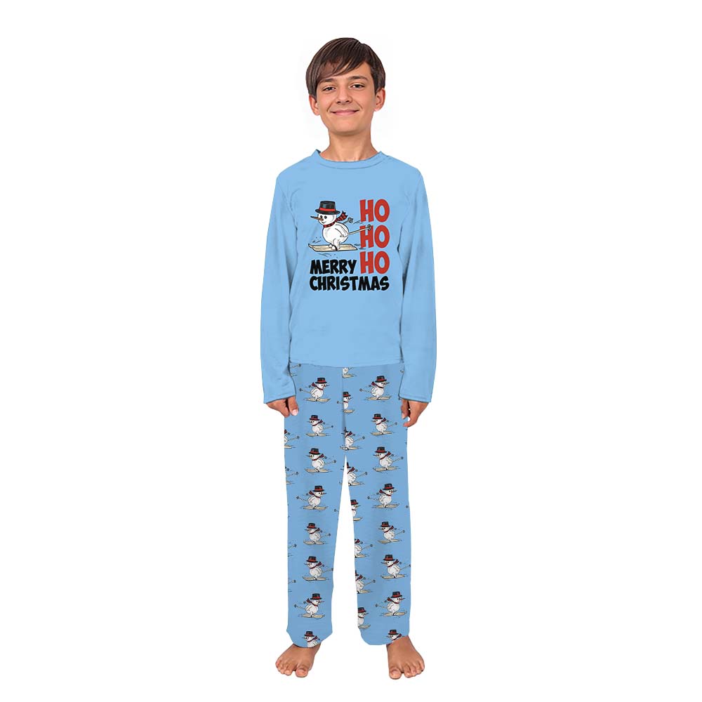 Skiing Snowman Family Christmas Pajamas For Adults All Sizes