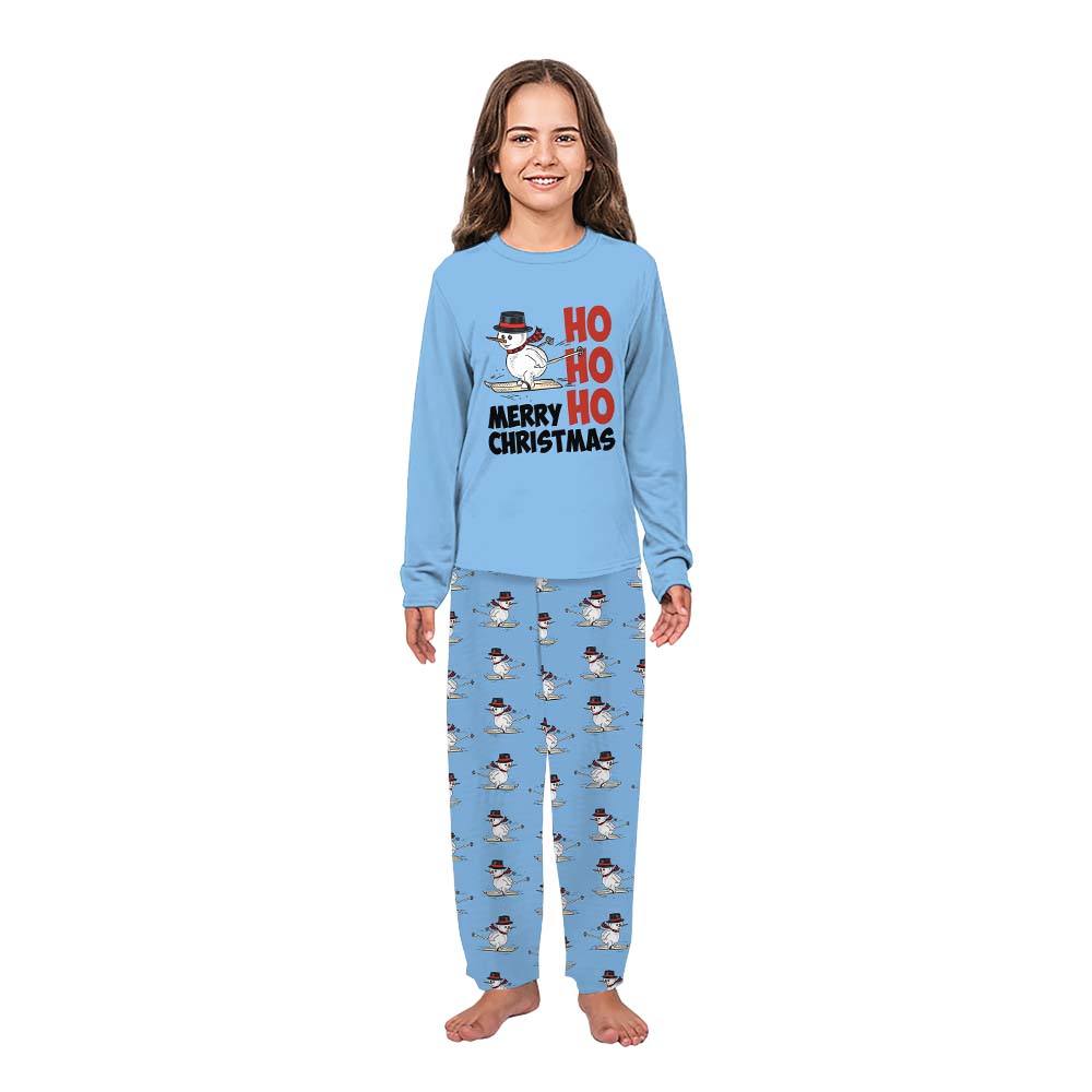 Skiing Snowman Family Christmas Pajamas For Adults All Sizes