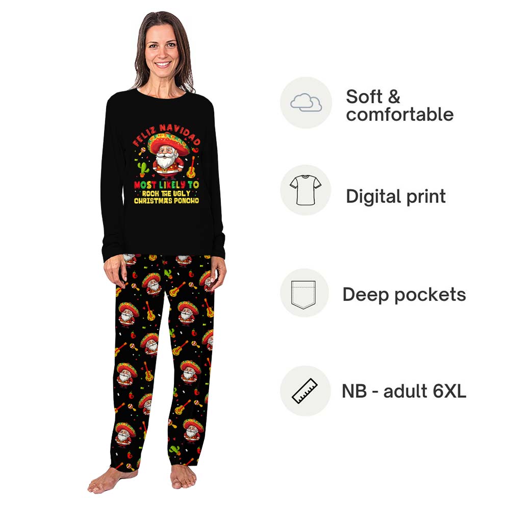 Custom Most Likely To Matching Christmas Pajamas With Mexican Santa Claus Custom Most Likely To Matching Christmas Pajamas With Mexican Santa Claus