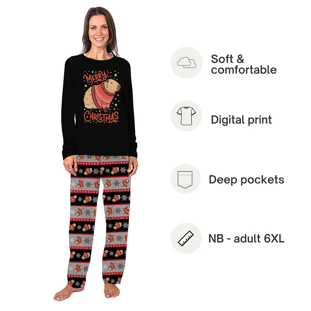 Cute Capybara Merry Christmas Matching Family Jammies Cute Capybara Merry Christmas Matching Family Jammies