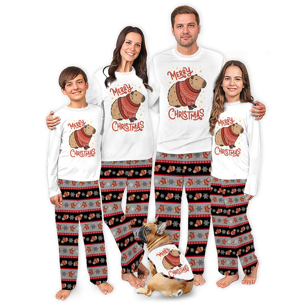 Cute Capybara Merry Christmas Matching Family Jammies Cute Capybara Merry Christmas Matching Family Jammies