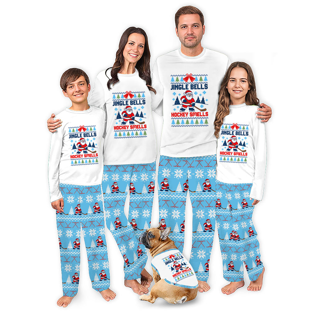 Jingle Bells Hockey Smells Matching Family Christmas Pajamas Jingle Bells Hockey Smells Matching Family Christmas Pajamas