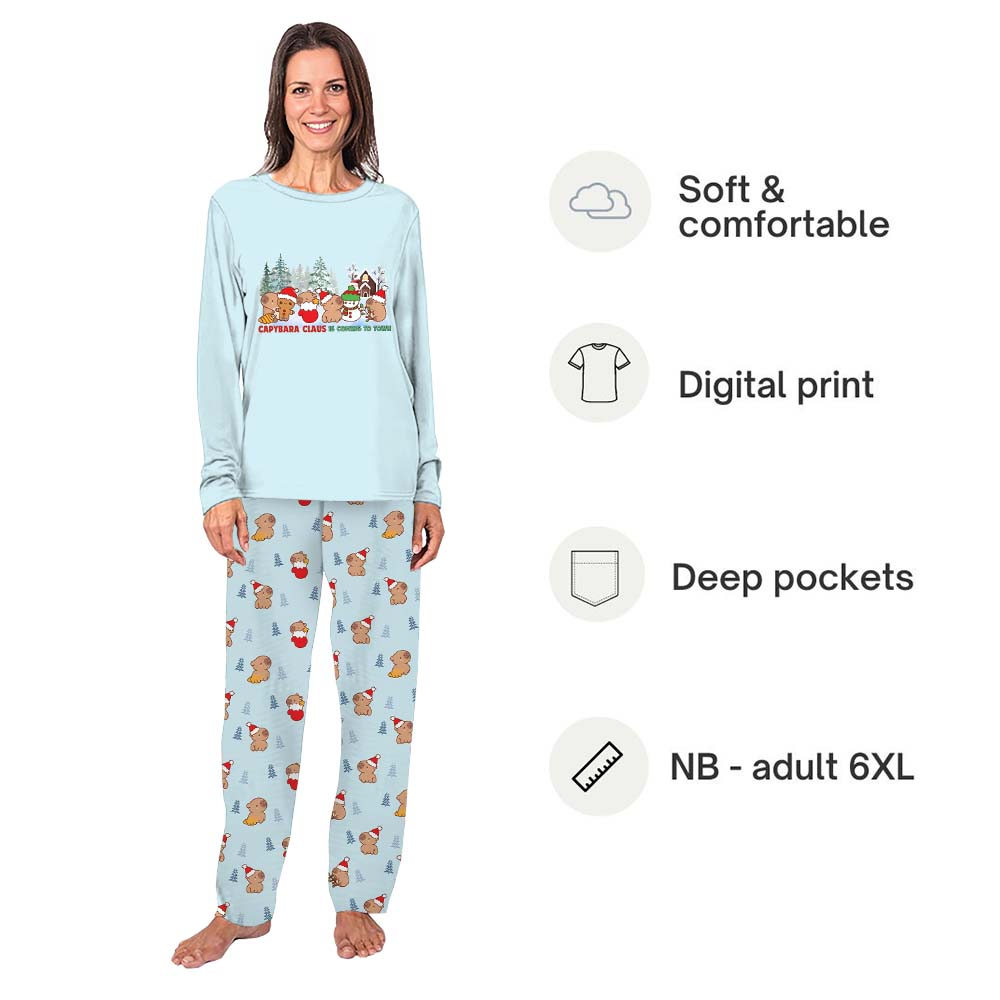 Cutest Family Christmas Pajamas With Capybara Claus Cutest Family Christmas Pajamas With Capybara Claus