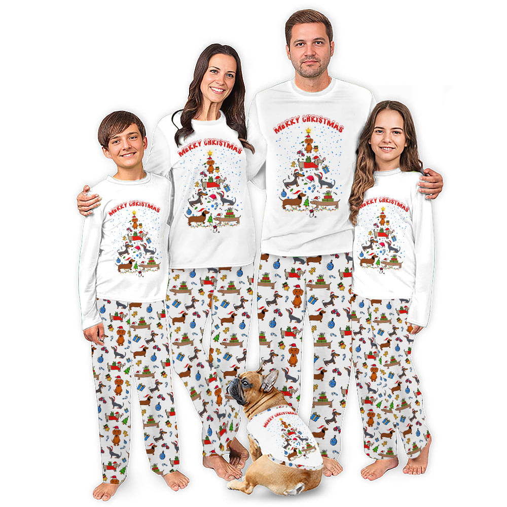Dachshund Christmas Tree Matching Family and Dog Pajamas Dachshund Christmas Tree Matching Family and Dog Pajamas