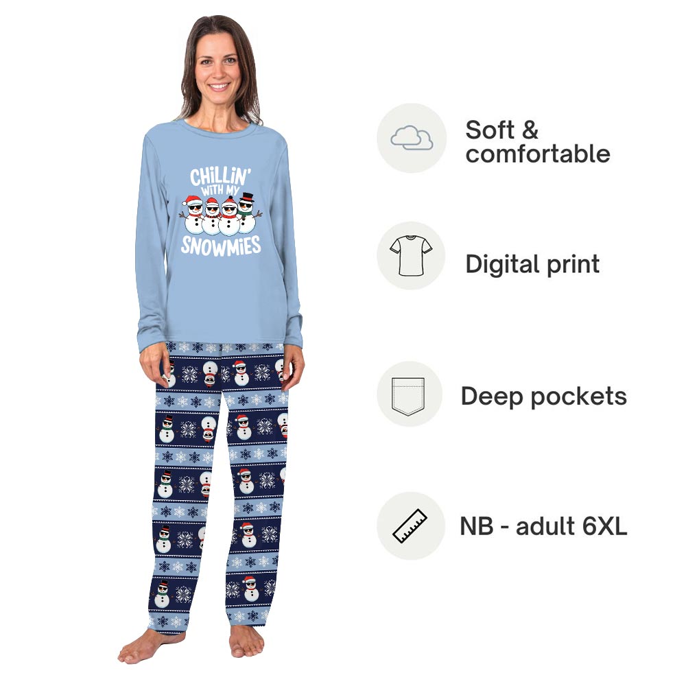 Blue Chilling With My Snowmies Family Christmas Jammies Blue Chilling With My Snowmies Family Christmas Jammies