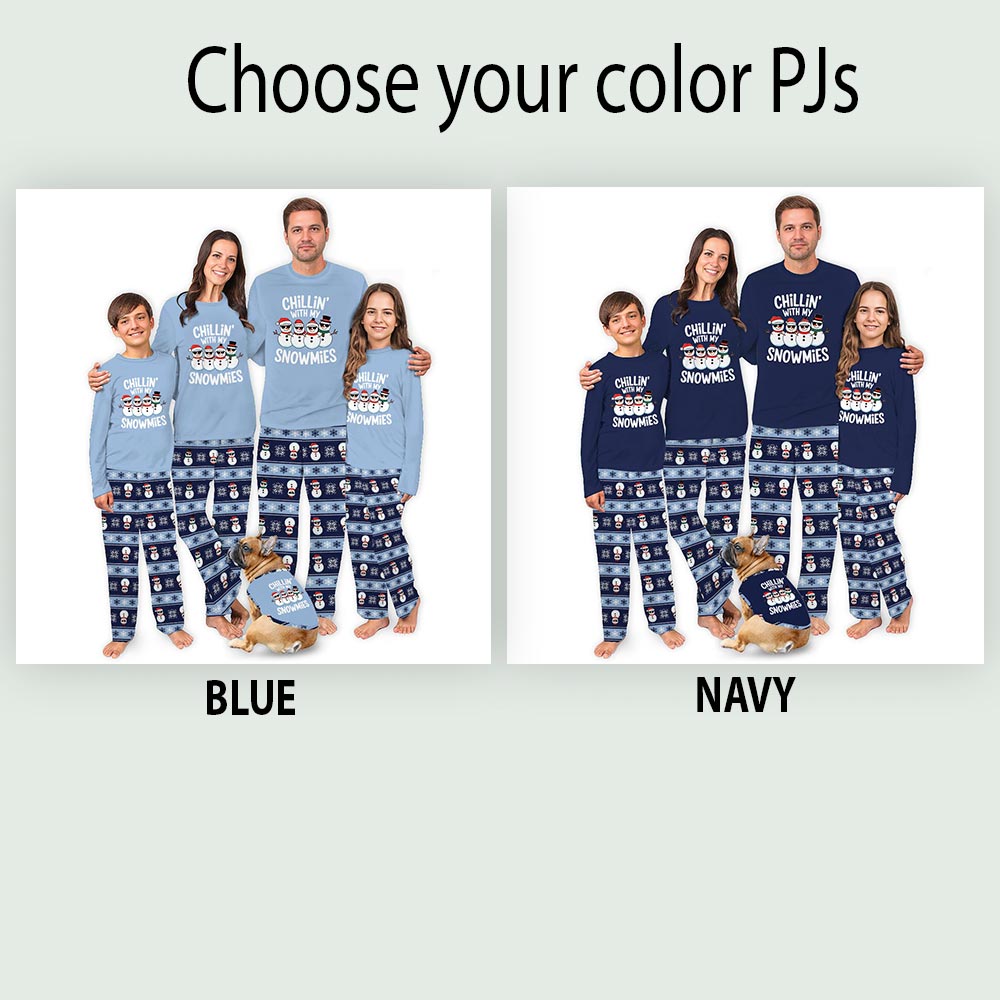 Blue Chilling With My Snowmies Family Christmas Jammies Blue Chilling With My Snowmies Family Christmas Jammies