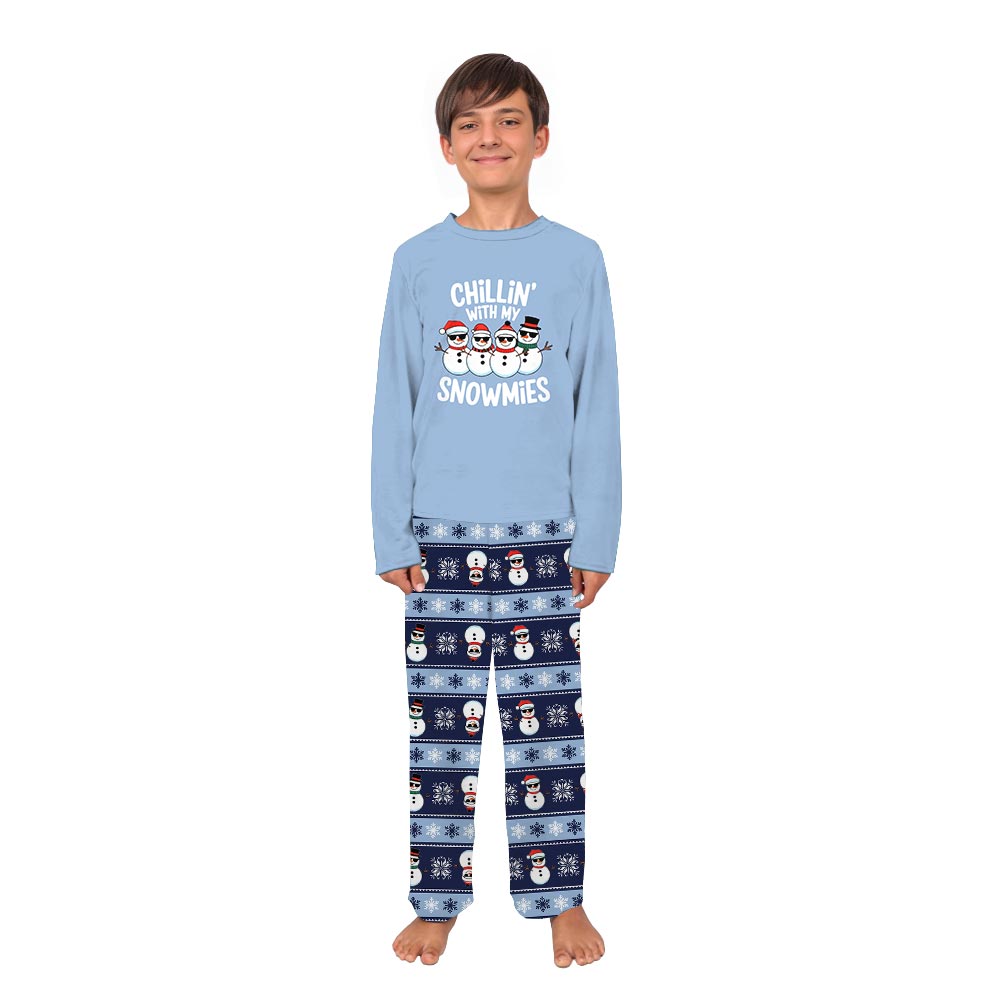 Blue Chilling With My Snowmies Family Christmas Jammies Blue Chilling With My Snowmies Family Christmas Jammies