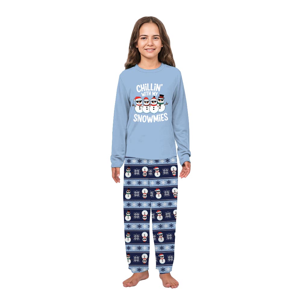 Blue Chilling With My Snowmies Family Christmas Jammies Blue Chilling With My Snowmies Family Christmas Jammies