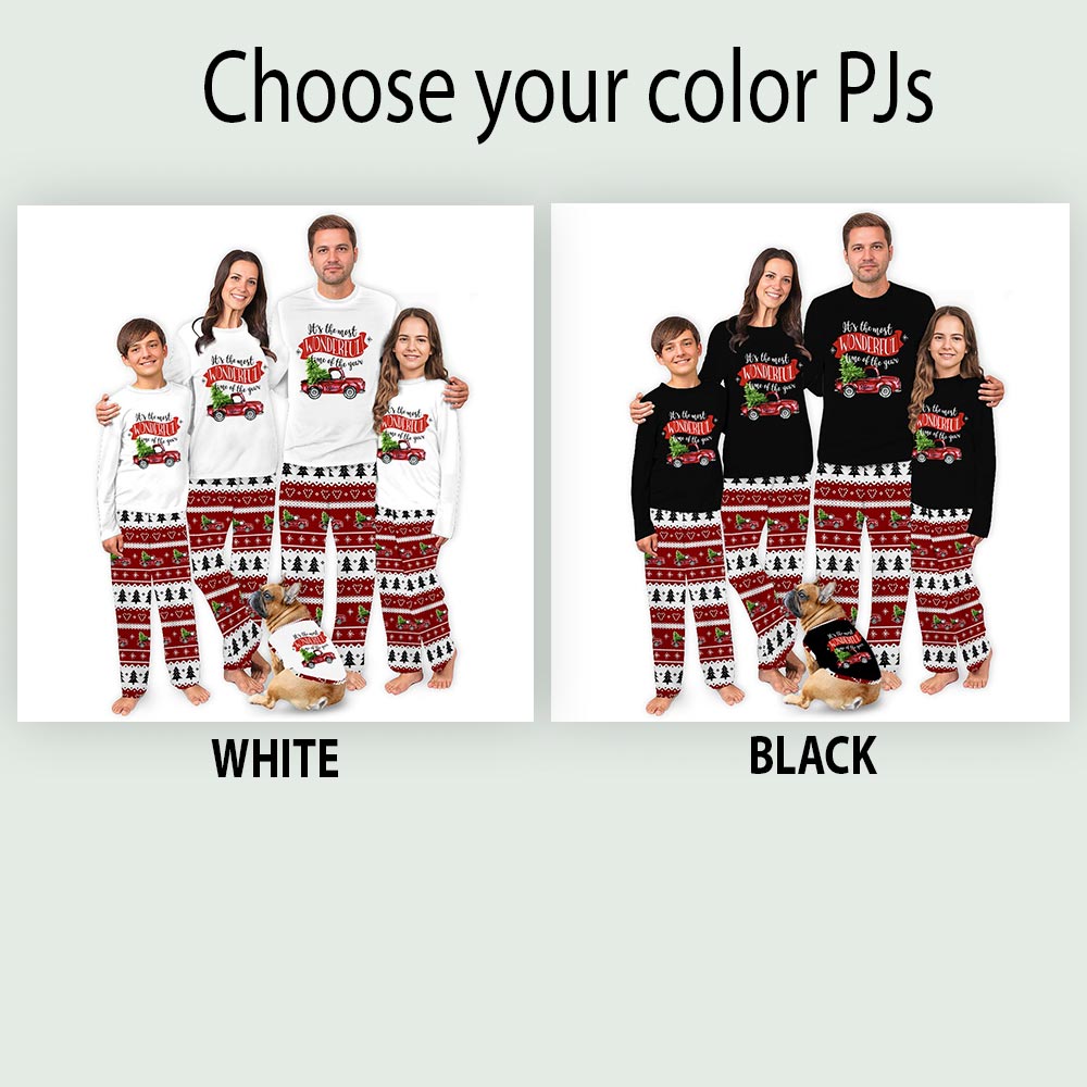 Red Truck Wonderful Time Of The Year Holiday Pajama Sets