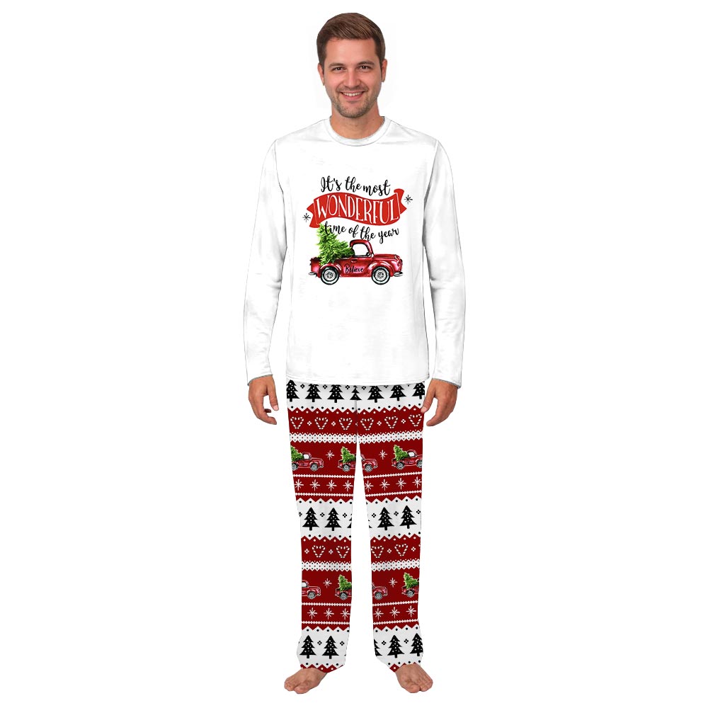 Red Truck Wonderful Time Of The Year Holiday Pajama Sets