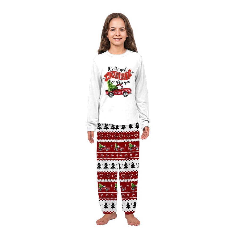 Red Truck Wonderful Time Of The Year Holiday Pajama Sets