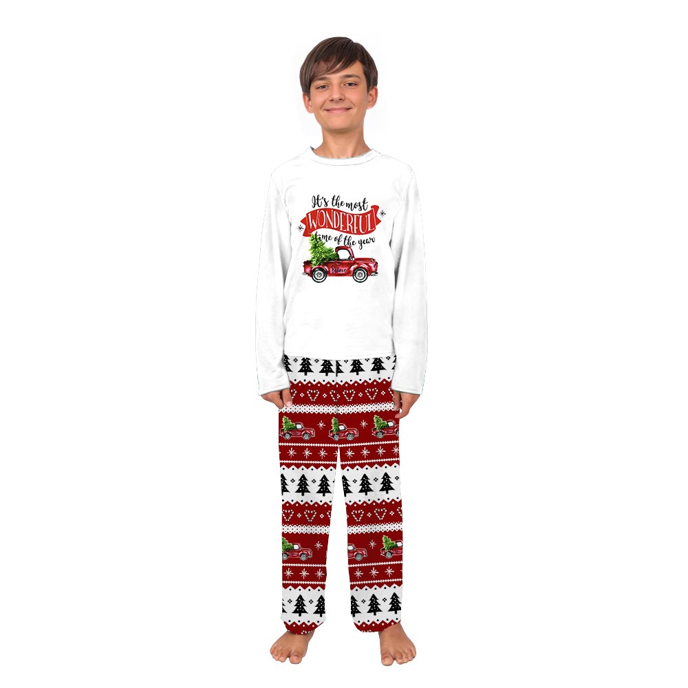 Red Truck Wonderful Time Of The Year Holiday Pajama Sets