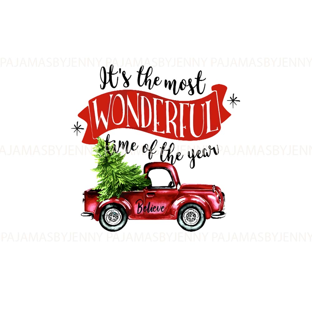 Red Truck Wonderful Time Of The Year Holiday Pajama Sets