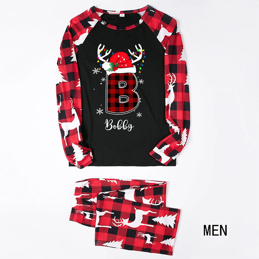 Custom Red Initials Coordinating Family Christmas Pajamas With Live Preview Custom Red Initials Coordinating Family Christmas Pajamas With Live Preview