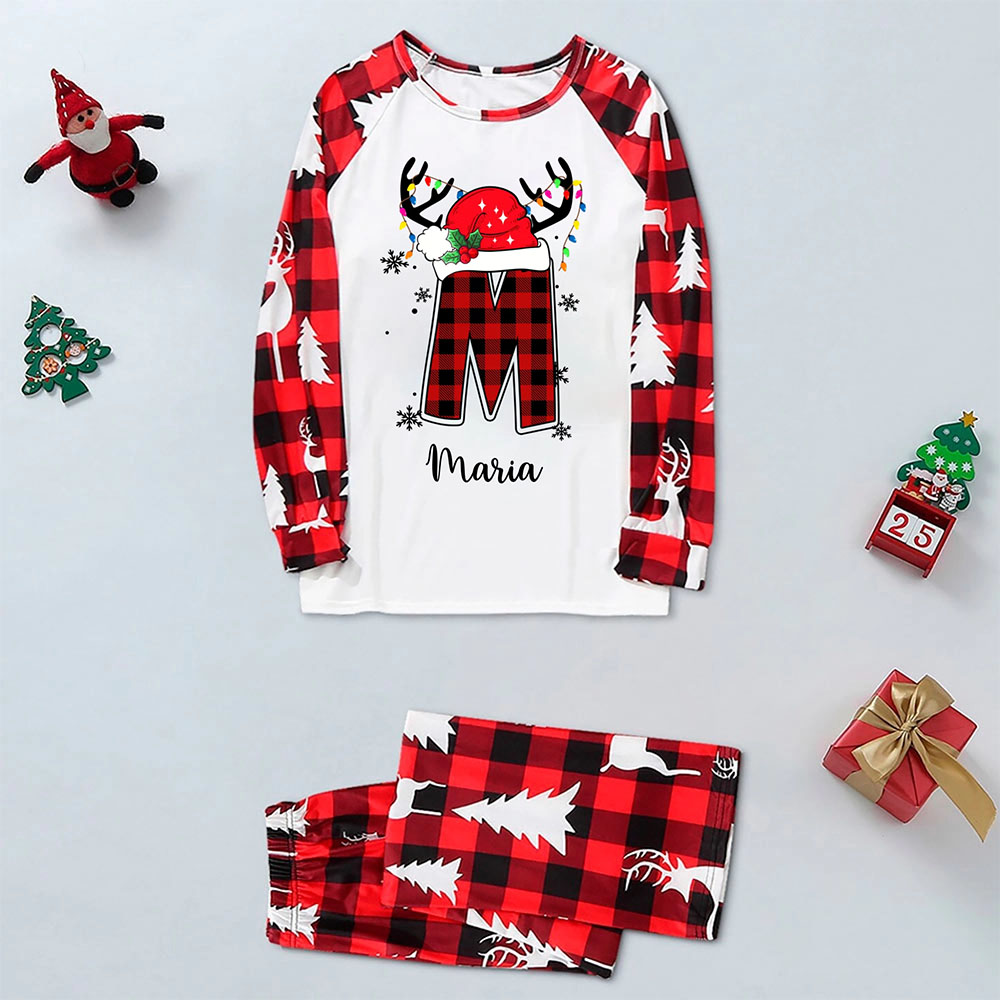 Personalized Xmas Pjs With Red Initials And Live Preview Personalized Xmas Pjs With Red Initials And Live Preview