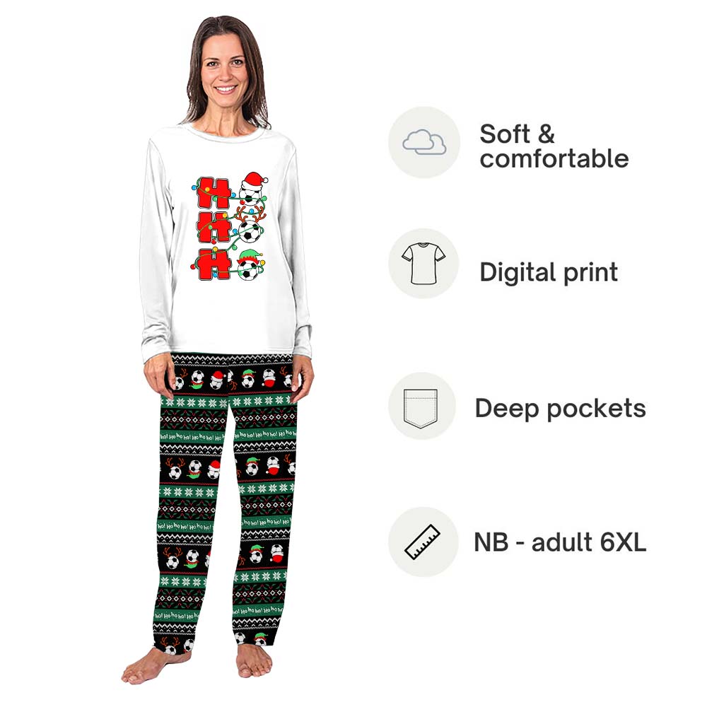 Matching Soccer Christmas Pajamas Saying Ho Ho Ho Matching Soccer Christmas Pajamas Saying Ho Ho Ho
