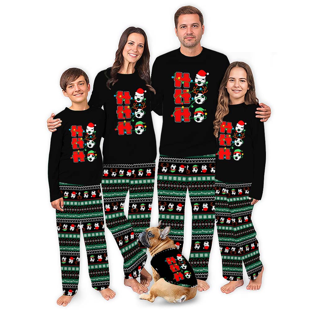 Matching Soccer Christmas Pajamas Saying Ho Ho Ho Matching Soccer Christmas Pajamas Saying Ho Ho Ho