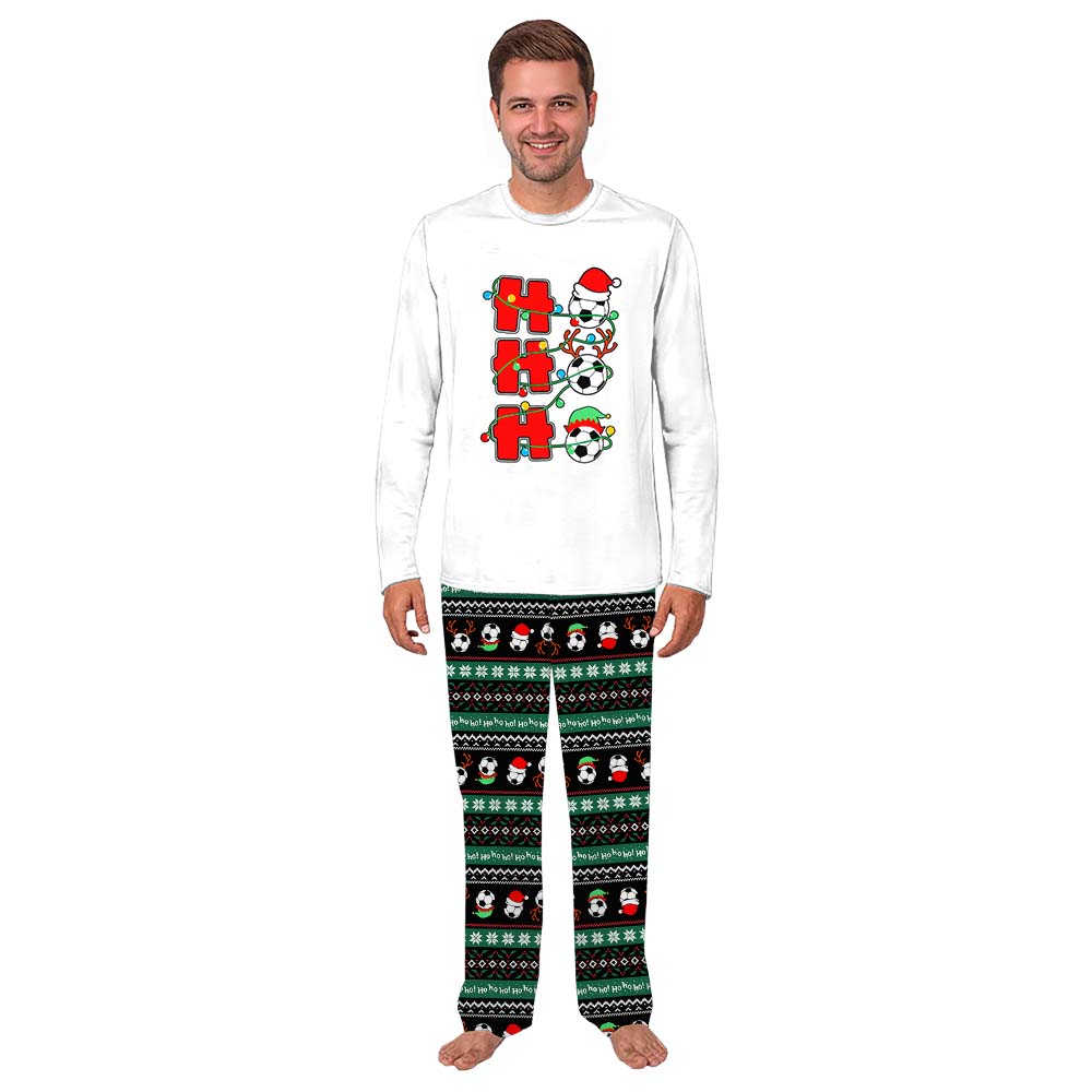 Matching Soccer Christmas Pajamas Saying Ho Ho Ho Matching Soccer Christmas Pajamas Saying Ho Ho Ho