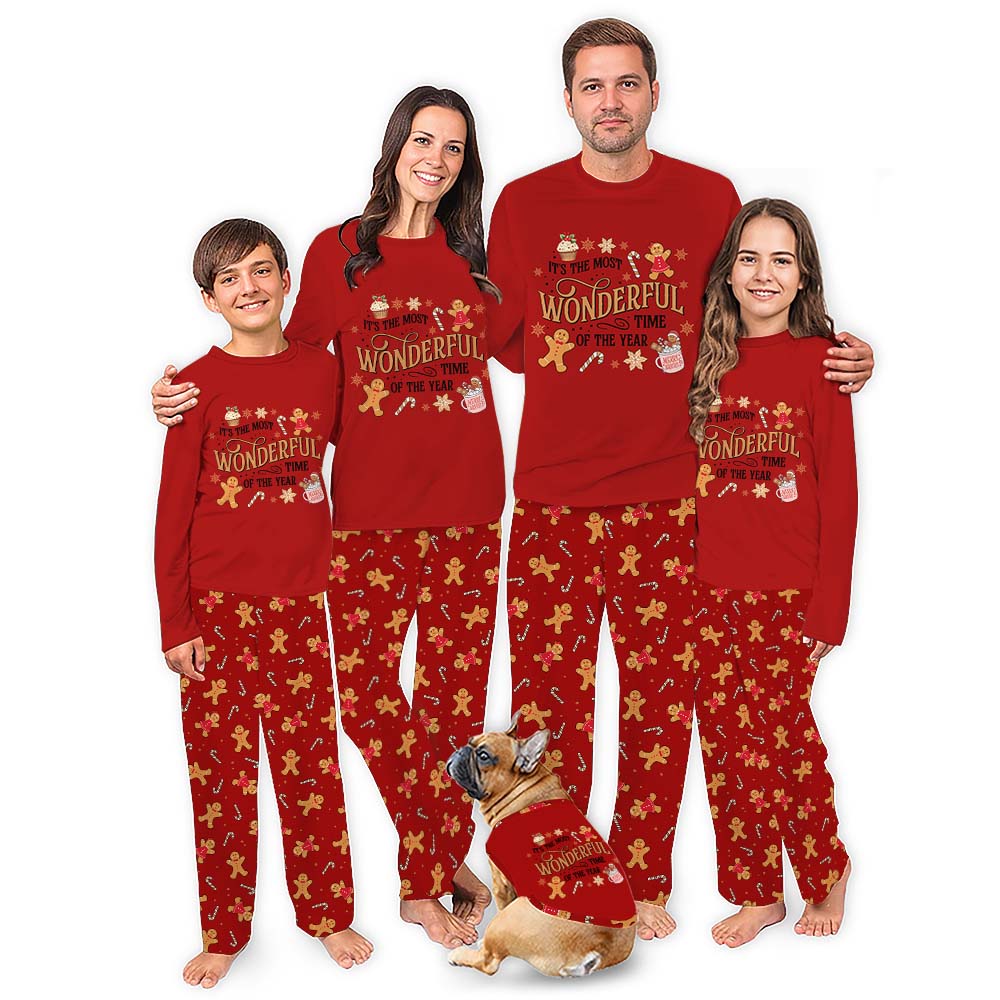 Gingerbread Cute Christmas Family Pajamas Saying Most Wonderful Time Of The Year Gingerbread Cute Christmas Family Pajamas Saying Most Wonderful Time Of The Year