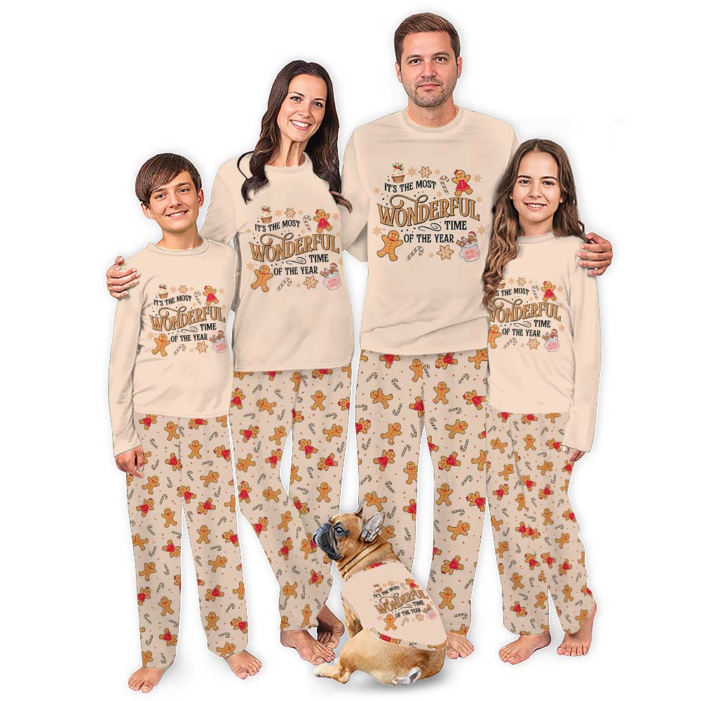 Gingerbread Cute Christmas Family Pajamas Saying Most Wonderful Time Of The Year Gingerbread Cute Christmas Family Pajamas Saying Most Wonderful Time Of The Year