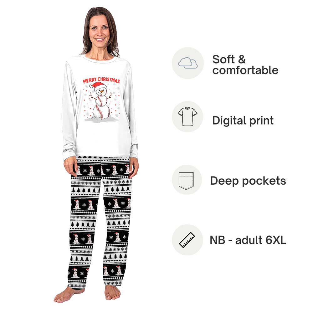Christmas Baseball Snowman Matching Family Pajamas Saying Merry Christmas Christmas Baseball Snowman Matching Family Pajamas Saying Merry Christmas