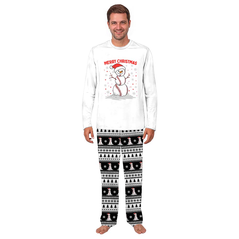 Christmas Baseball Snowman Matching Family Pajamas Saying Merry Christmas Christmas Baseball Snowman Matching Family Pajamas Saying Merry Christmas
