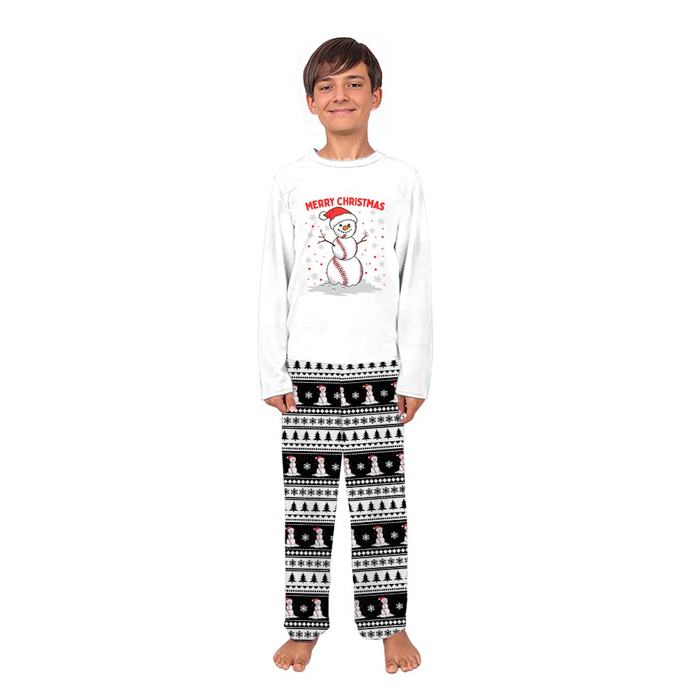Christmas Baseball Snowman Matching Family Pajamas Saying Merry Christmas Christmas Baseball Snowman Matching Family Pajamas Saying Merry Christmas