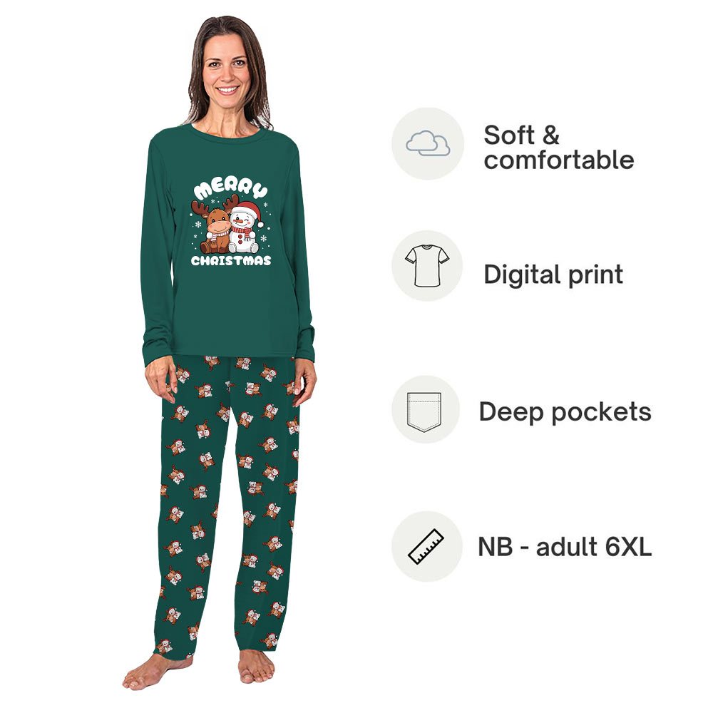 Moose and Snowman Merry Christmas Matching Family Pajamas Moose and Snowman Merry Christmas Matching Family Pajamas