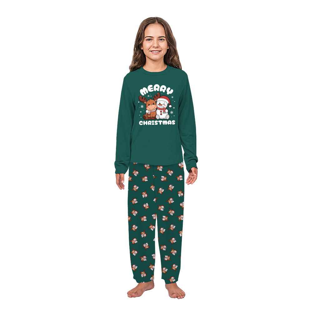 Moose and Snowman Merry Christmas Matching Family Pajamas Moose and Snowman Merry Christmas Matching Family Pajamas