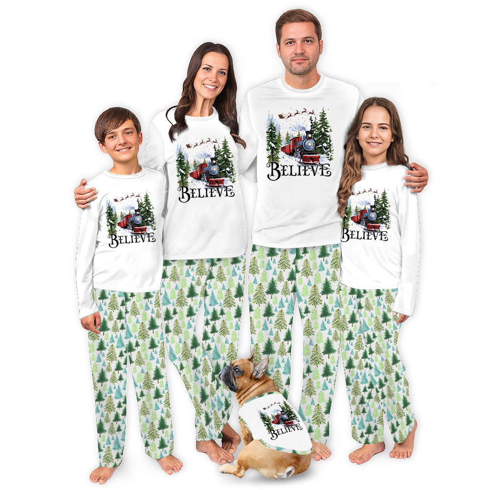 White Christmas Train Pajamas for the Whole Family White Christmas Train Pajamas for the Whole Family
