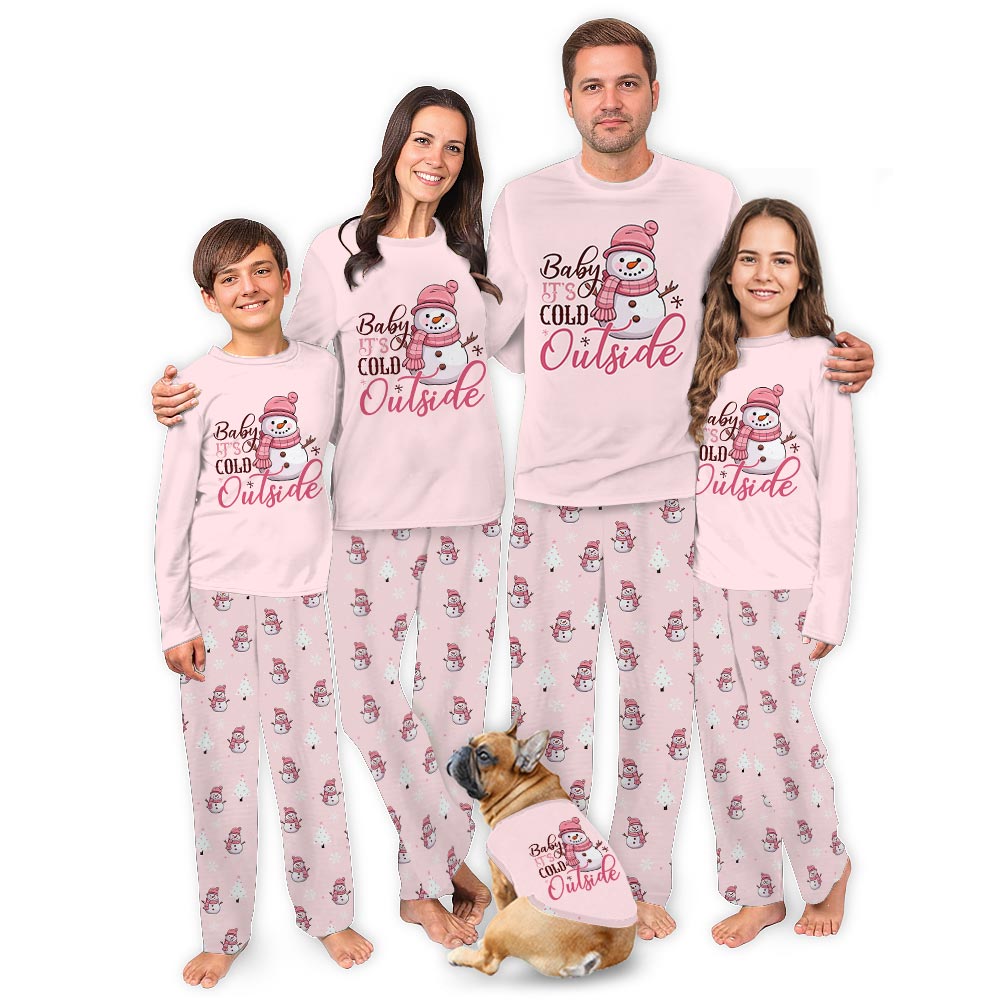 Pink It is Cold Outside Snowman Plus Size Matching Family Pajamas Pink It is Cold Outside Snowman Plus Size Matching Family Pajamas