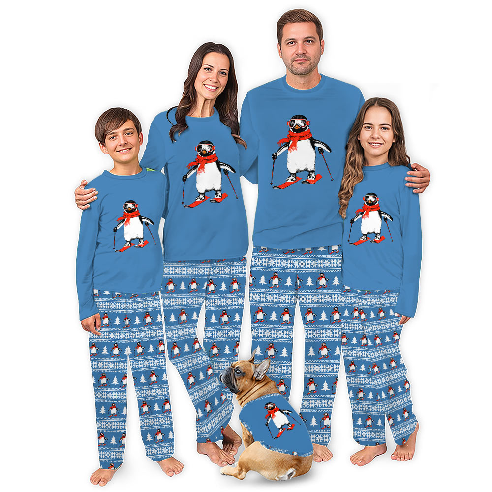 Funny Penguin Christmas Pajamas Matching Family And Dog Funny Penguin Christmas Pajamas Matching Family And Dog
