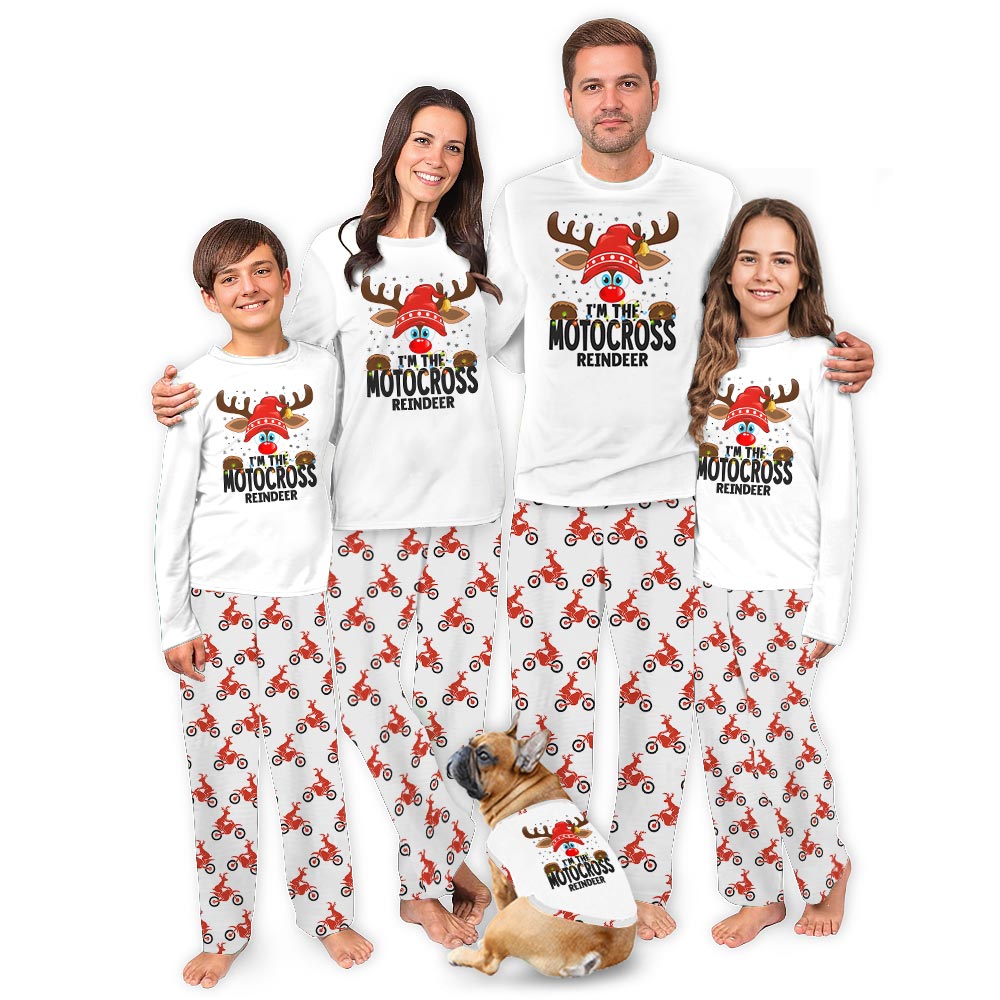 Cute Motocross Reindeer Family Christmas Pajamas Cute Motocross Reindeer Family Christmas Pajamas