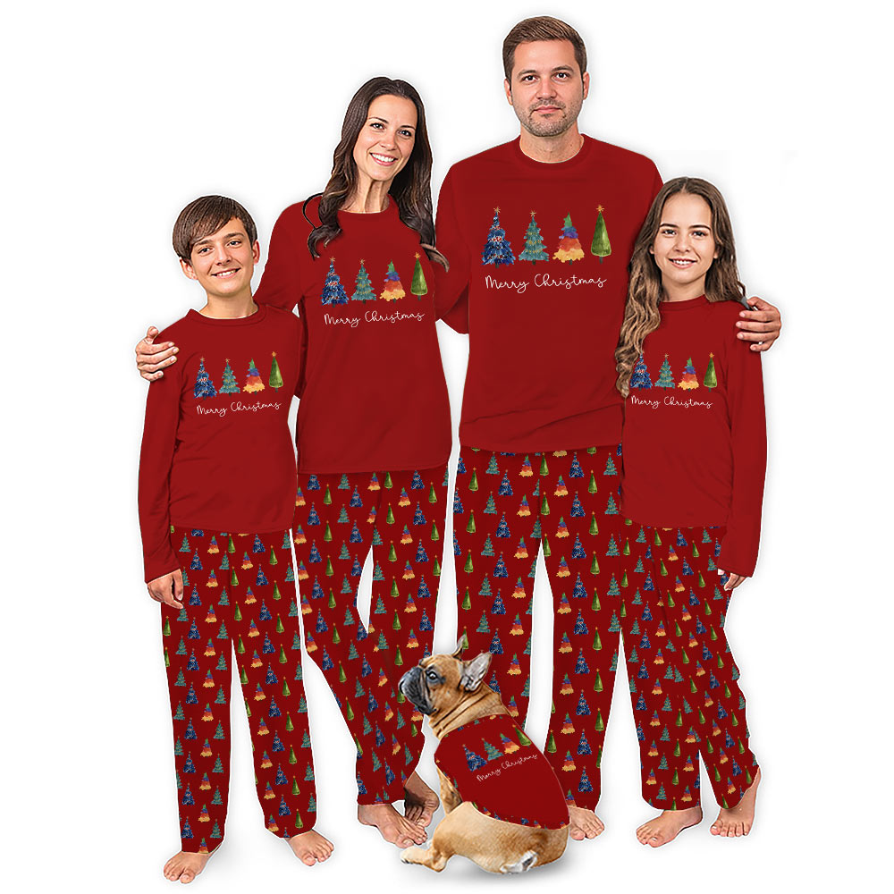 Merry Christmas Tree Matching Family and Dog Pajamas Merry Christmas Tree Matching Family and Dog Pajamas